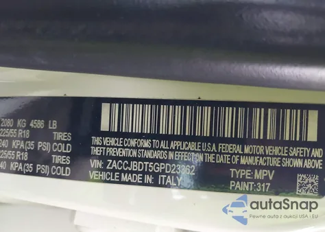 2016 Jeep Renegade Limited из США, поврежденный, VIN ZACCJBDT5GPD23362